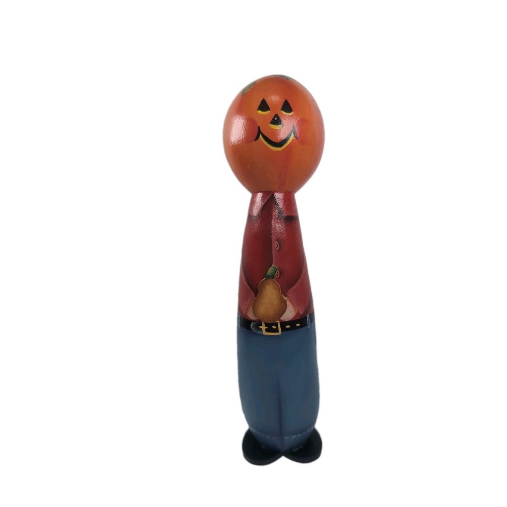 Pumpkin Man Gourd Figure Halloween Folk Hobbyist Art Whimsical Decor 8" Handmade